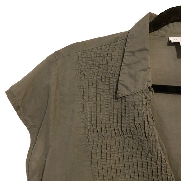 Mimi Maternity women Large Blouse Top Green‎ V-neck Hidden Side Zipper Flawed - Picture 6 of 10